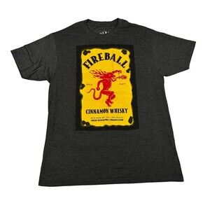 Fireball Cinnamon Whisky Shirt Mens Large Heather Gray Red Devil Alcohol Graphic